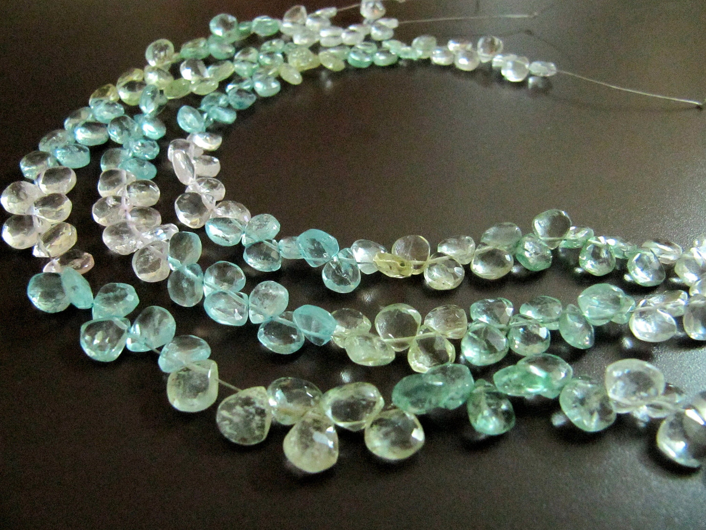 Natural Multi Color Aquamarine Heart Shape Faceted  7-8mm Gemstone Strand 10 inches long High Quality Wholesale Prices