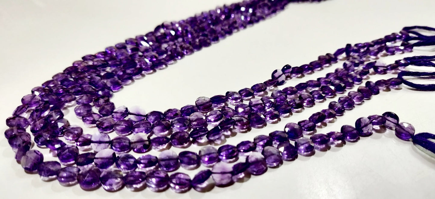 Natural Amethyst Faceted Coin Beads, Bead Size Exact 4.5mm, Micro Size Strand 8 Inch Long,approx.48 to 52 beads per string,African Amethyst