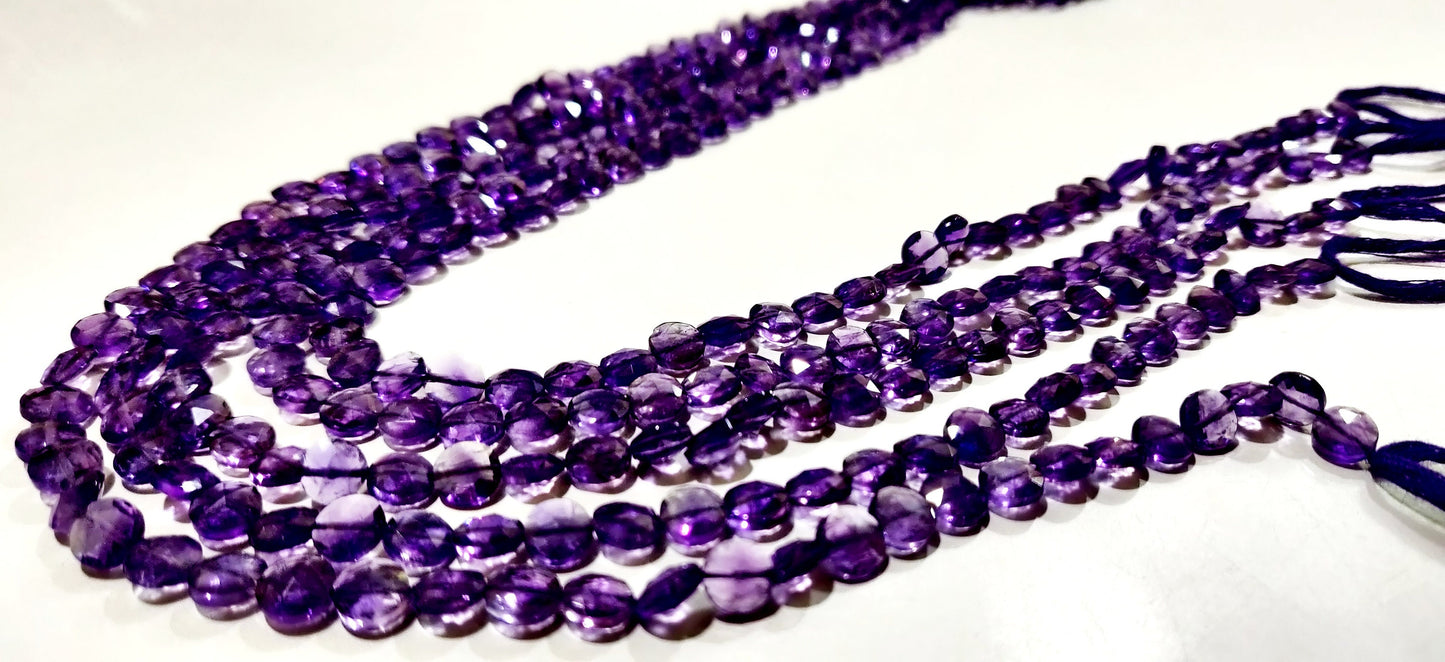 Natural Amethyst Faceted Coin Beads, Bead Size Exact 4.5mm, Micro Size Strand 8 Inch Long,approx.48 to 52 beads per string,African Amethyst