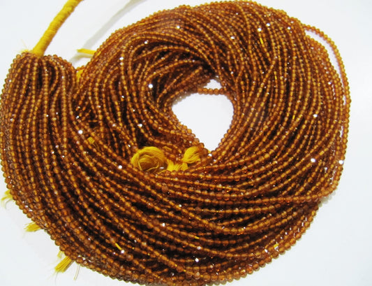 Natural Hessonite Garnet Beads 2mm Rondelle Shape Faceted Beads Strands 13 Inch Long, High Quality Beads Making Jewelry Sold Per Strand