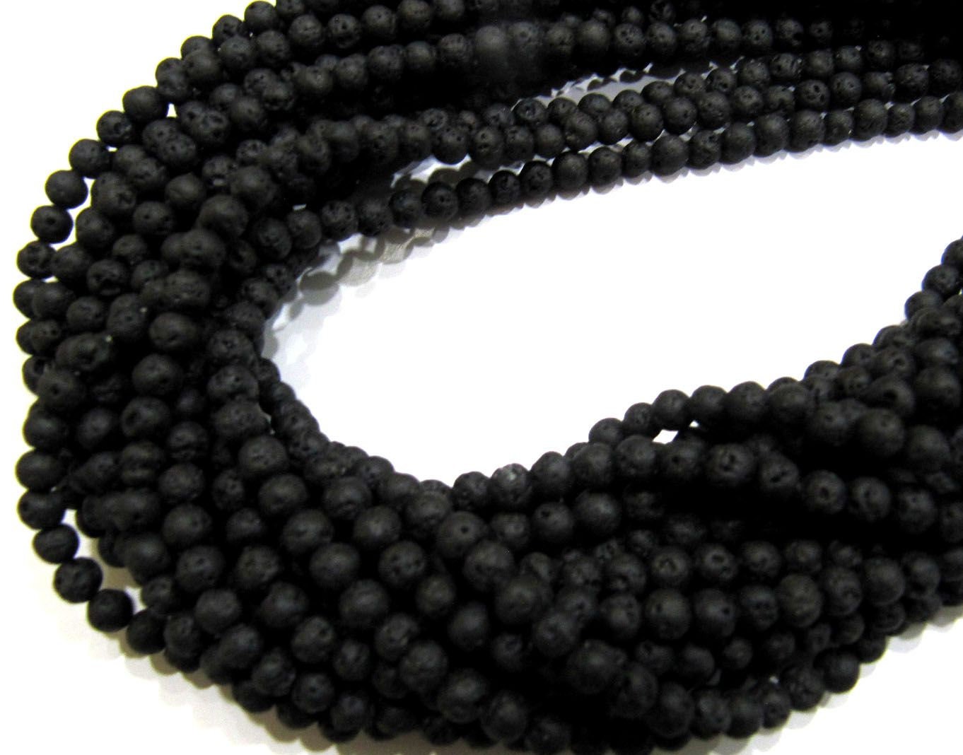 Natural Lava Round Black Volcanic Rock Round Shape Beads 6mm Beads Strand 15 Inches Long Jewelry Making Beads Sold Per Strand
