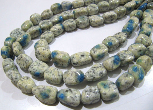 Natural K2 Jasper K2Nite Azurite Granite Nugget Shape Tumbled Plain Smooth 10mm To 12mm Beads Jewelry Making Beads Strand 8 Inches Long