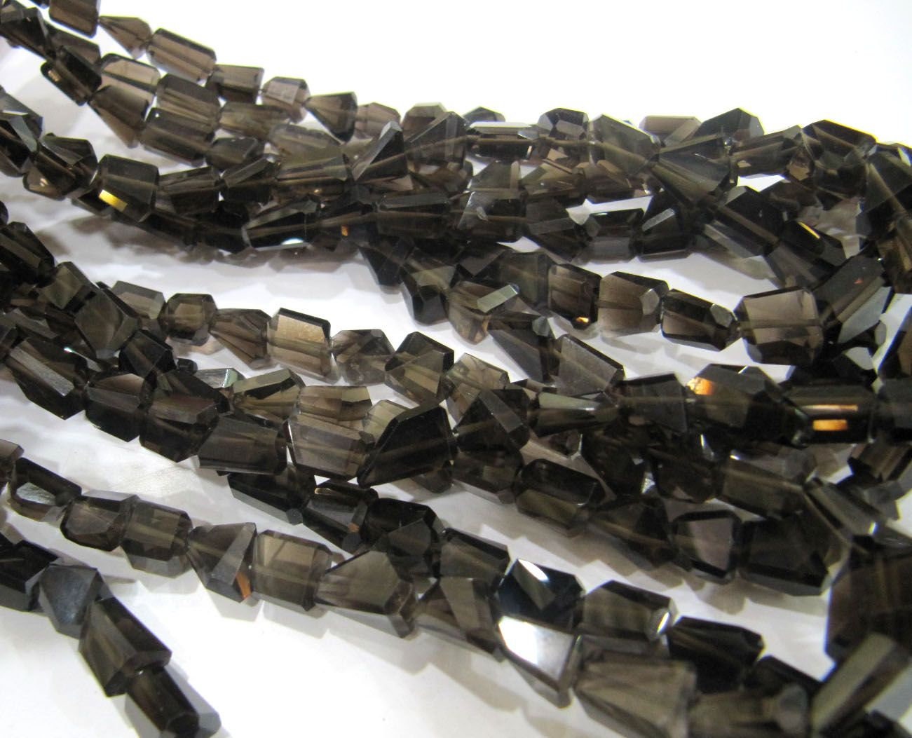 Natural Smoky Quartz Nugget Shape Laser Cut Tumbled 8mm To 10mm Beads, Jewelry Making Beads Strand 8 Inches Long Sold Per Strand.