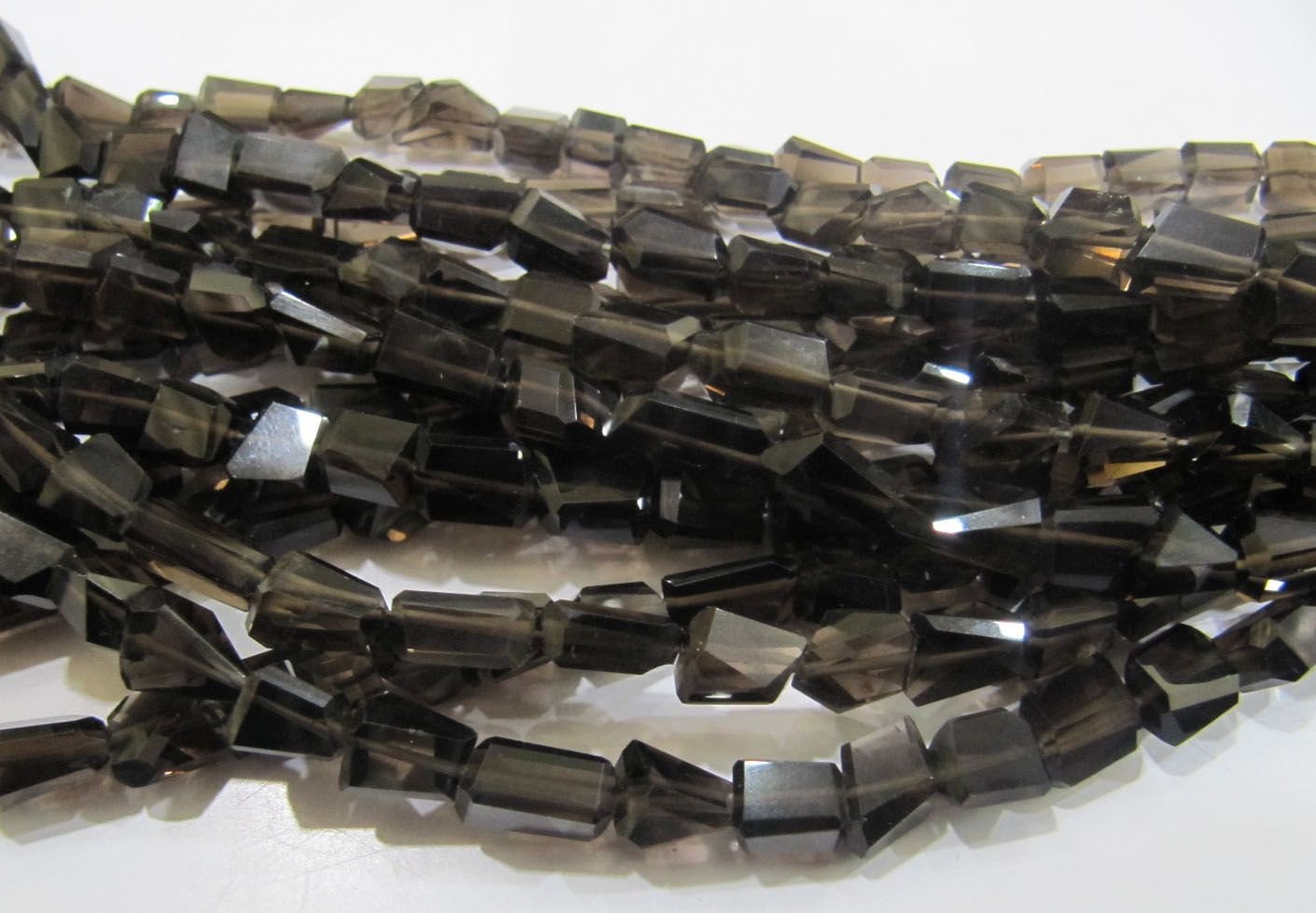Natural Smoky Quartz Nugget Shape Laser Cut Tumbled 8mm To 10mm Beads, Jewelry Making Beads Strand 8 Inches Long Sold Per Strand.
