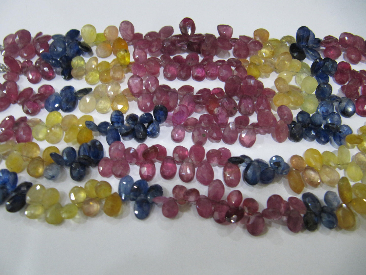 Natural Multi Sapphire Pear Shape 5x7mm To 6x8mm Briolette Beads Strand 8 Inches Long Jewelry Making Beads Sold Per Strand Wholesale Price