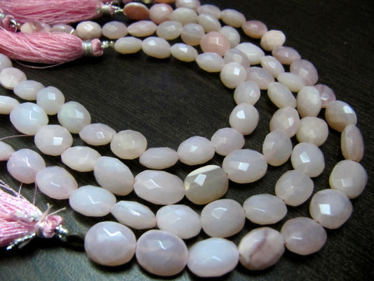 Natural Pink Opal Oval Faceted 8mm to 10mm Briolette Beads Strand 8 Inches Long Jewelry Making Beads Sold Per Strand Wholesale Prices