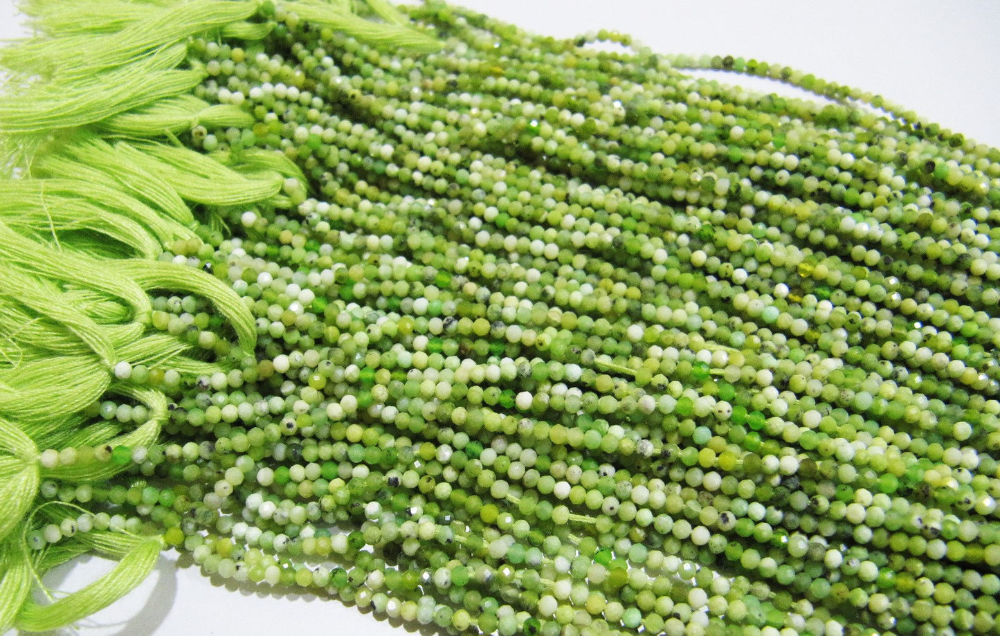 Natural Green Opal Gemstone Rondelle Faceted Beads Size 2mm Natural Green Color Beads Strands 13 Inches Long Wholesale Prices