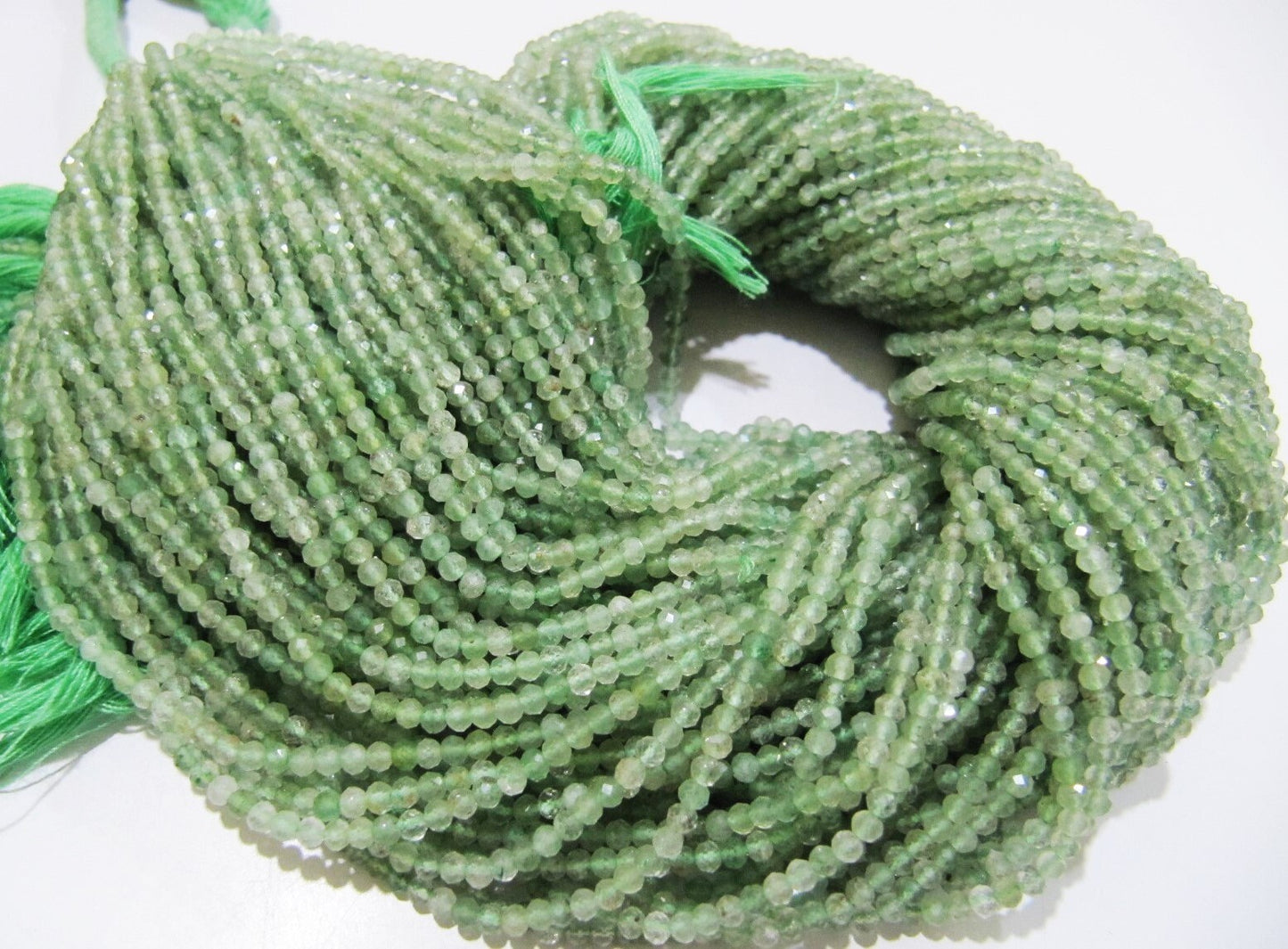 Natural Green Rutilated 2mm Rondelle Faceted Beads 13inch Long SemiPrecious Green Color Beads Making Jewelry Sold Per Strand Wholesale Price