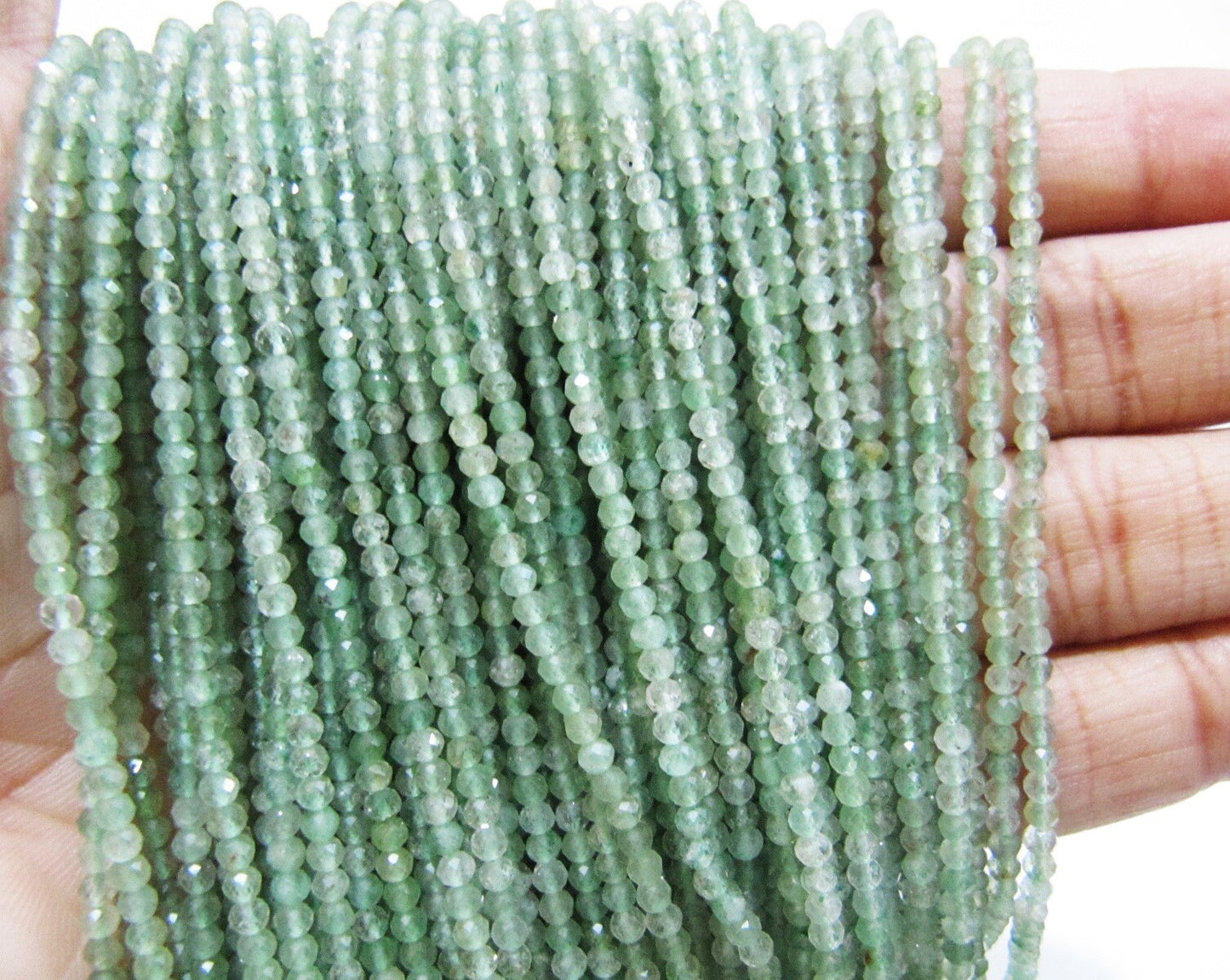 Natural Green Rutilated 2mm Rondelle Faceted Beads 13inch Long SemiPrecious Green Color Beads Making Jewelry Sold Per Strand Wholesale Price