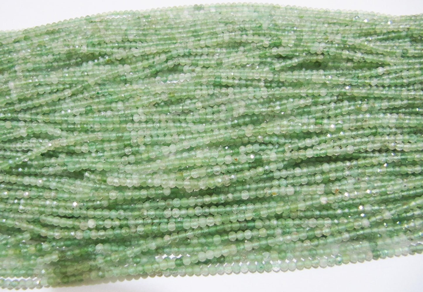 Natural Green Rutilated 2mm Rondelle Faceted Beads 13inch Long SemiPrecious Green Color Beads Making Jewelry Sold Per Strand Wholesale Price