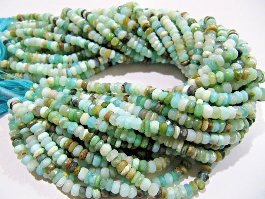 Natural Peruvian Blue Opal Rondelle faceted Beads 5 to 6mm best Quality Beads Strand 13 inches Long Jewelry making gemstone beads