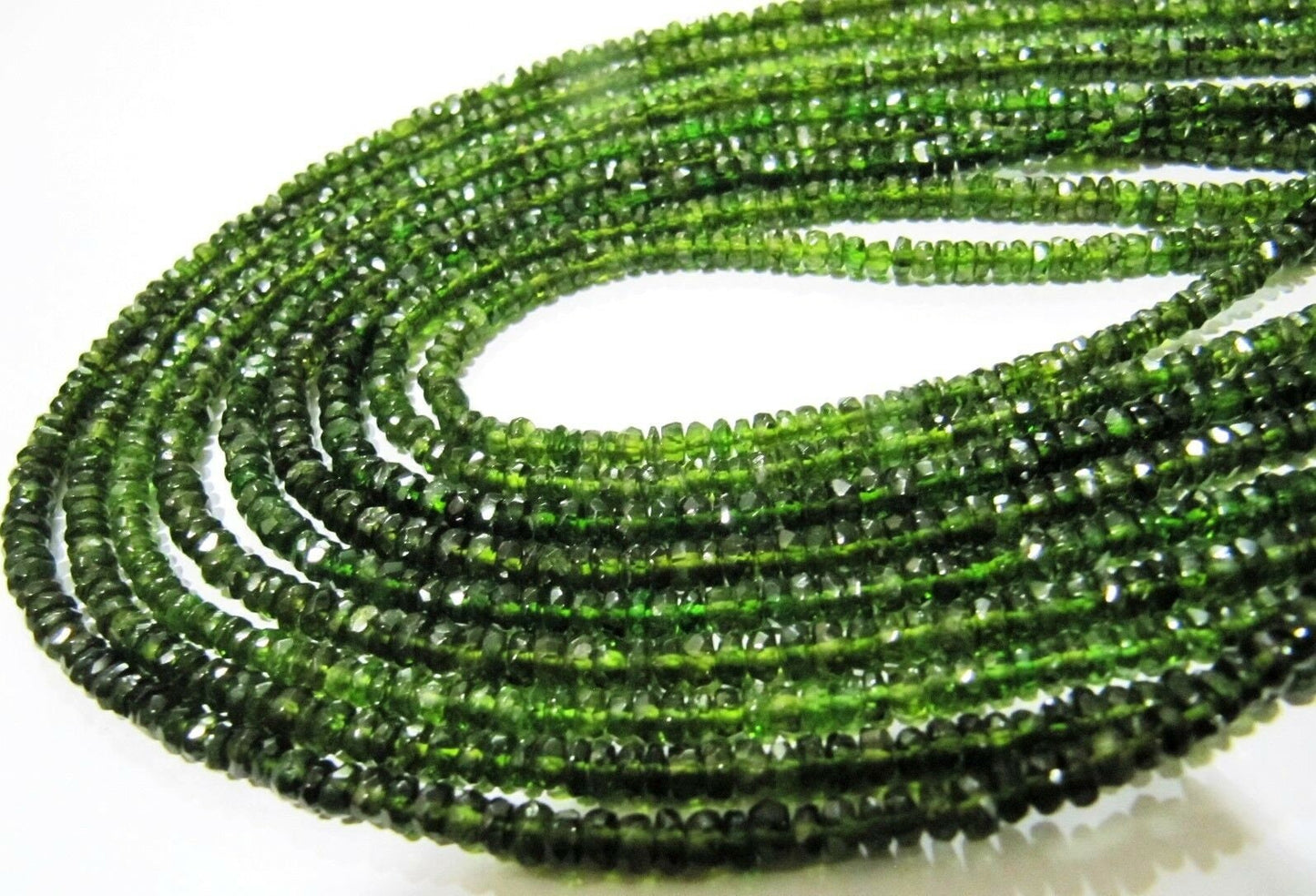 Natural Green Tourmaline Rondelle Faceted Beads Size 3-4mm Strand Size 16 Inches Long Green Jewelry Making Beads Wholesale Prices