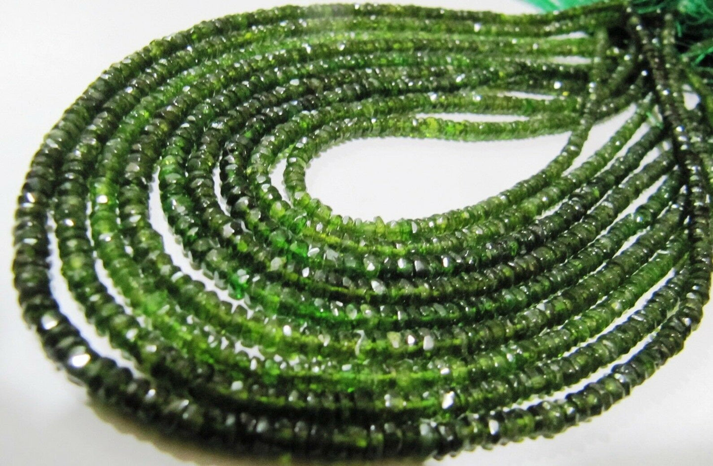 Natural Green Tourmaline Rondelle Faceted Beads Size 3-4mm Strand Size 16 Inches Long Green Jewelry Making Beads Wholesale Prices
