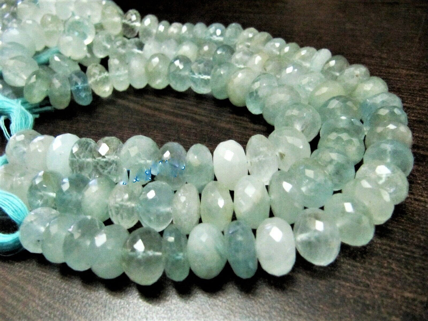 Natural Untreated Aquamarine Far Size Beads 12 to 13mm Strand 8 Inches Long Wholesale Prices aquamarine Gemstone beads