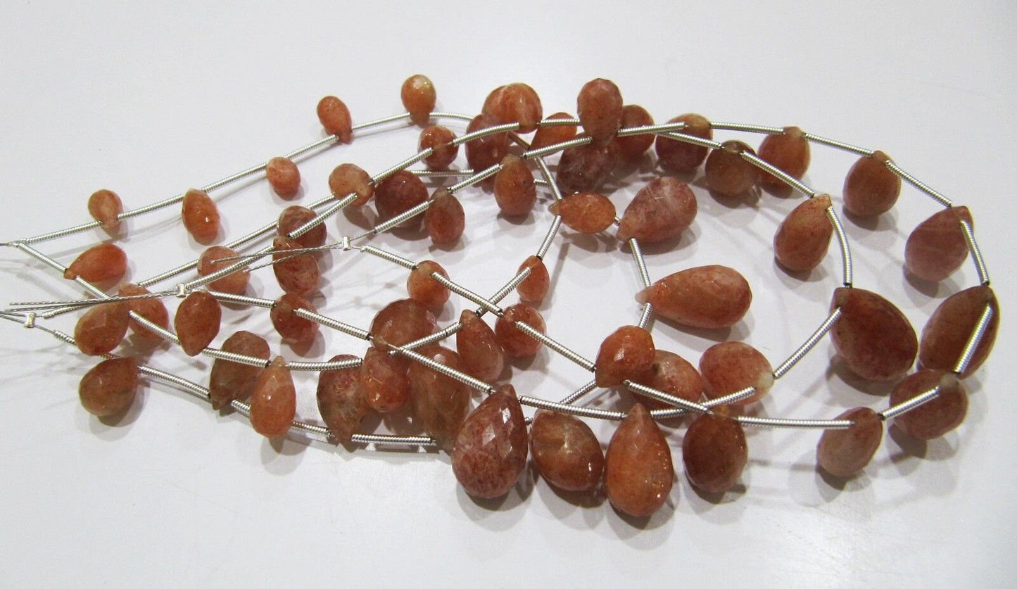 Natural Sunstone Faceted Tear Drop Briolette Beads Size Approx 6x10 To 11x16mm, Strand 8 Inches long Sunstone Gemstone wholesale Prices