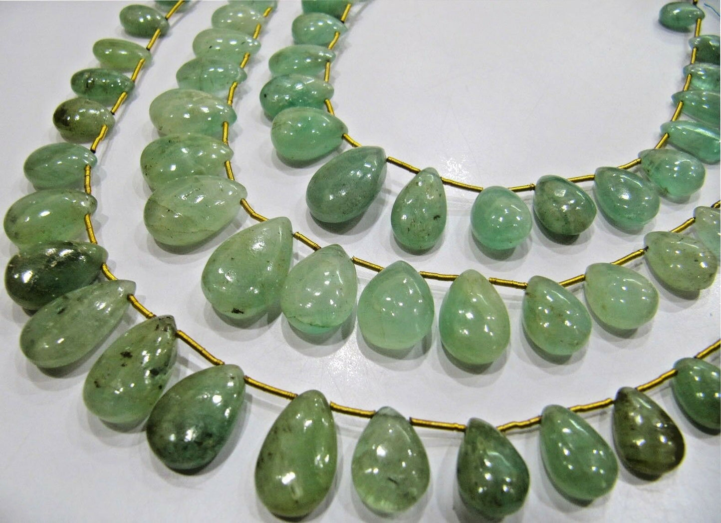 Natural Untreated Emerald Pear Shape Plain Smooth Briolette 6x9mm To 12x18mm Graduated Beads Real Colombian Emerald Strand 9 Inches Long