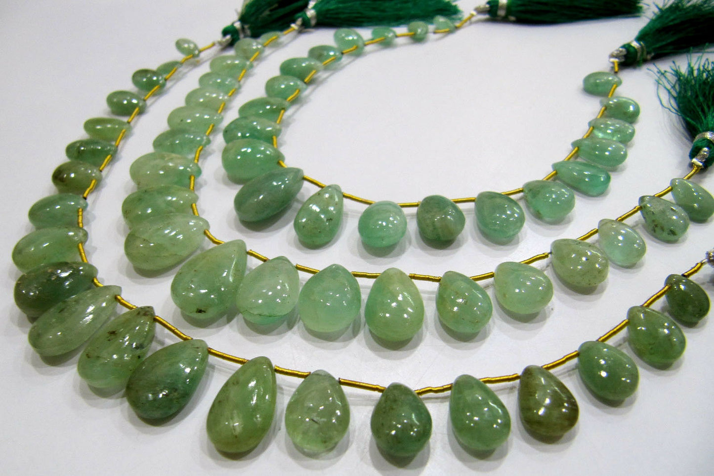 Natural Untreated Emerald Pear Shape Plain Smooth Briolette 6x9mm To 12x18mm Graduated Beads Real Colombian Emerald Strand 9 Inches Long
