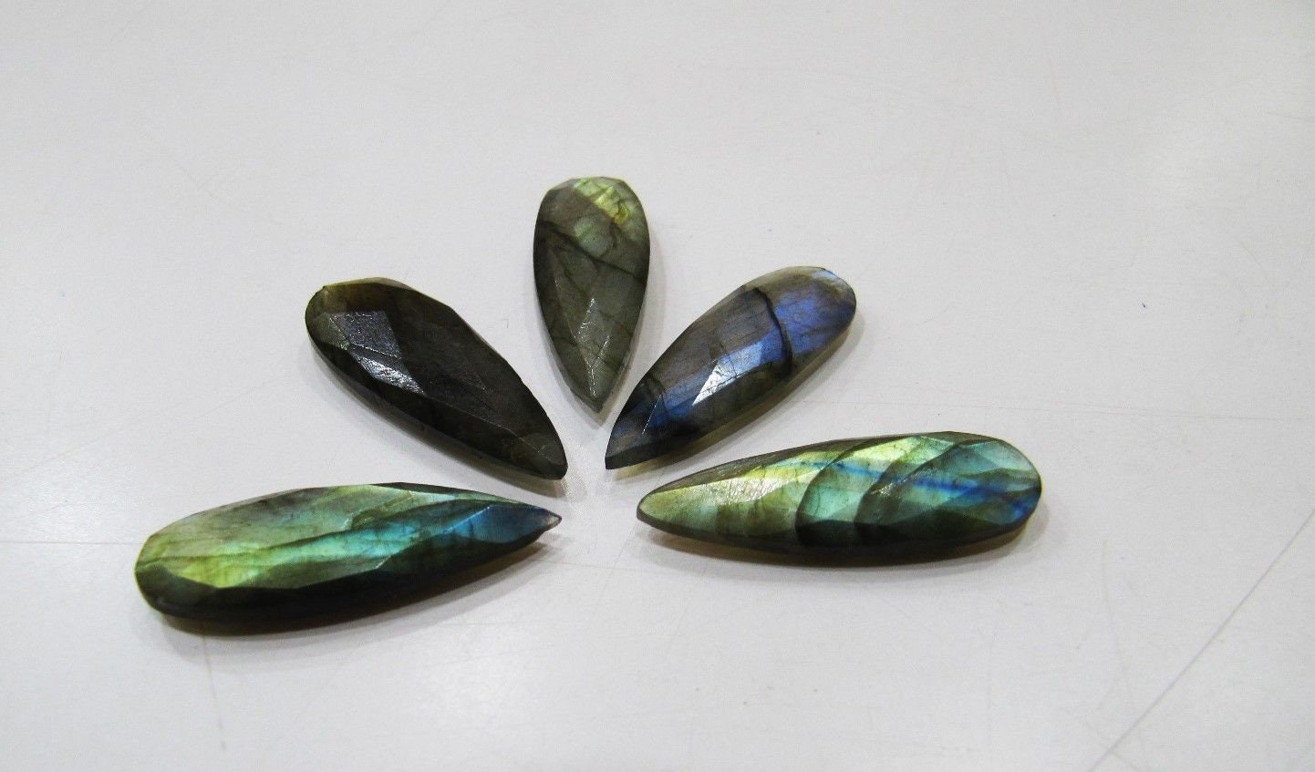4 Pcs Set Natural Labradorite Blue Flashy Arrow Shape Briolette Gemstone Arrowheads Approx 1 inches long Jewelry Making Gemstone