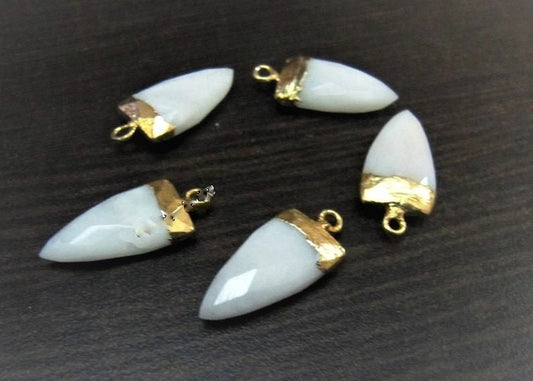 Beautiful White Agate Bullet Nugget Charm Pendant / Single Loop Slice Stick Cap Pendant / 20 to 25 mm Connector Charm sold per piece