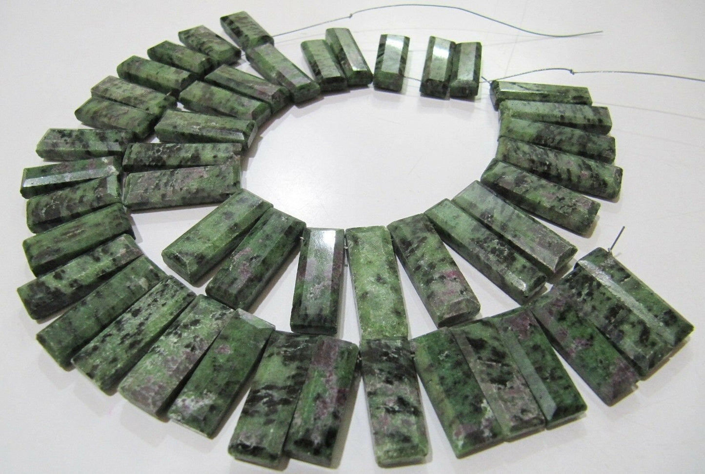 Natural Ruby Zoisite Baguette Shape Beads 15 to20mm Approximately Side Drilled Long Beads 8 Inches long Beads Wholesale Prices cushion shape