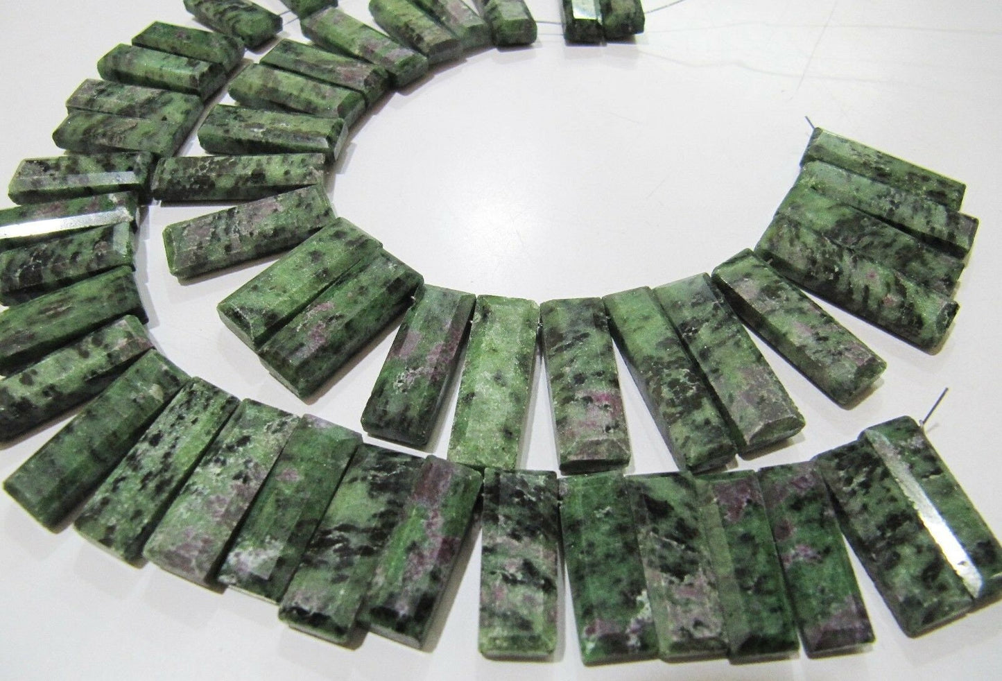 Natural Ruby Zoisite Baguette Shape Beads 15 to20mm Approximately Side Drilled Long Beads 8 Inches long Beads Wholesale Prices cushion shape
