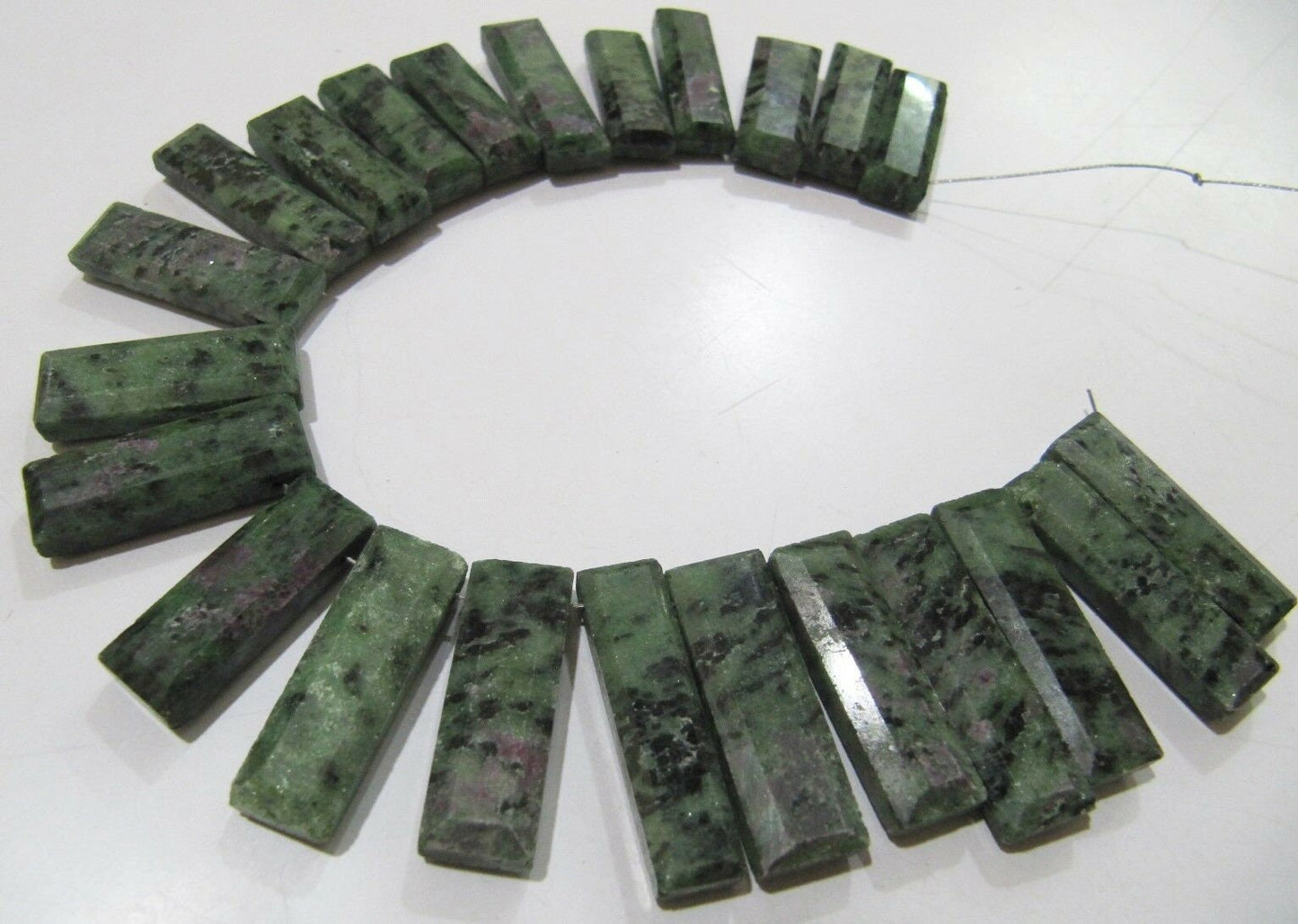 Natural Ruby Zoisite Baguette Shape Beads 15 to20mm Approximately Side Drilled Long Beads 8 Inches long Beads Wholesale Prices cushion shape