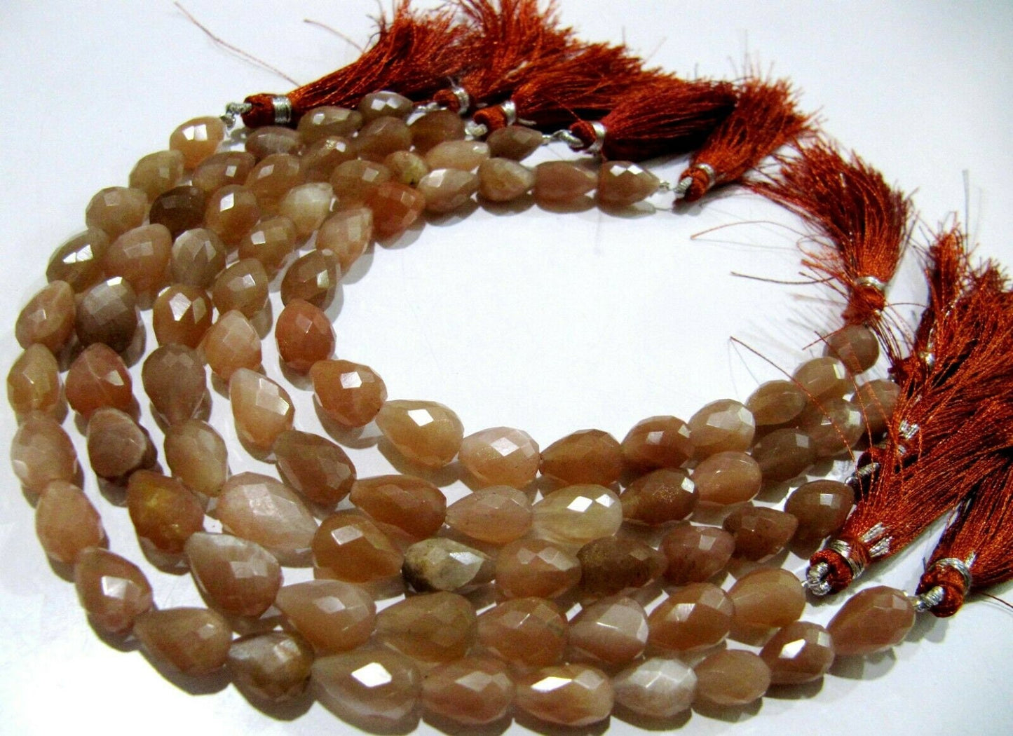 Natural Peach Moonstone Tear Drop Beads Straight Drilled Teardrops Approximately 7x10mm Size Beads Strand 8 inch Long  Wholesale Prices