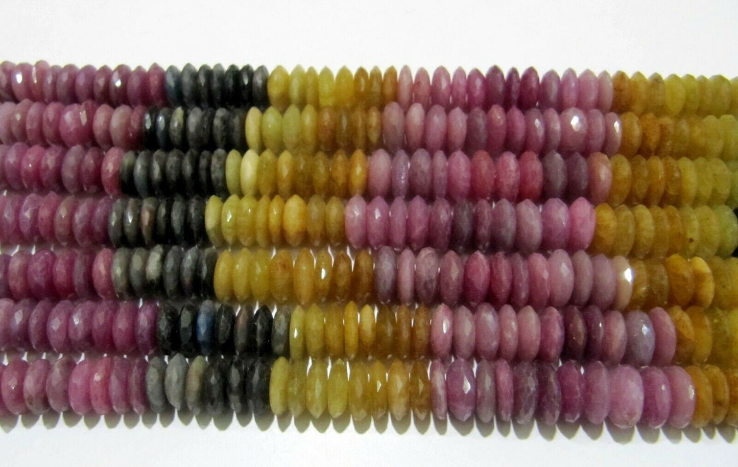 Natural Multi Sapphire German Cut Rondelle Faceted Beads Size 9mm Strand 10 Inches Multi Color Precious Beads Wholesale Prices