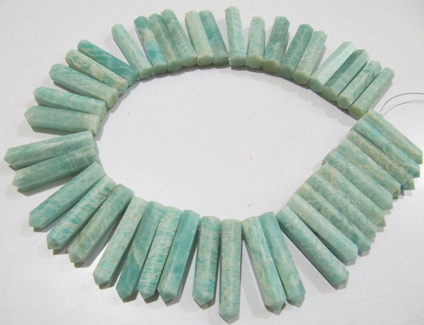 Natural Genuine Amazonite Pointed Pencil Shape Beads Approximately 1 Inch Long Side Drilled Faceted Beads  sold per strand 8 inch long