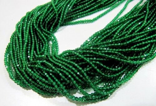 Emerald Round Faceted Beads Perfect 2mm Micro Faceted Lab Created Strand 14 inches long Ball Shape Beads Wholesale Prices