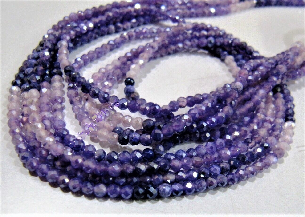 Genuine Moonstone Rondelle Faceted 2.5 mm Beads  Amethyst Color Mystic AB Coated Shaded Moonstone Beads Strand 13 inches long