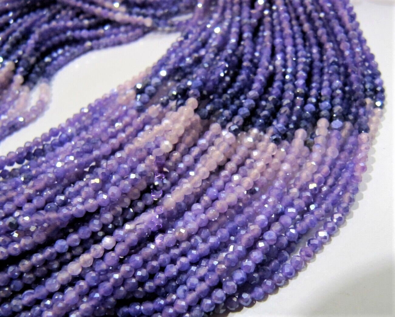 Genuine Moonstone Rondelle Faceted 2.5 mm Beads  Amethyst Color Mystic AB Coated Shaded Moonstone Beads Strand 13 inches long