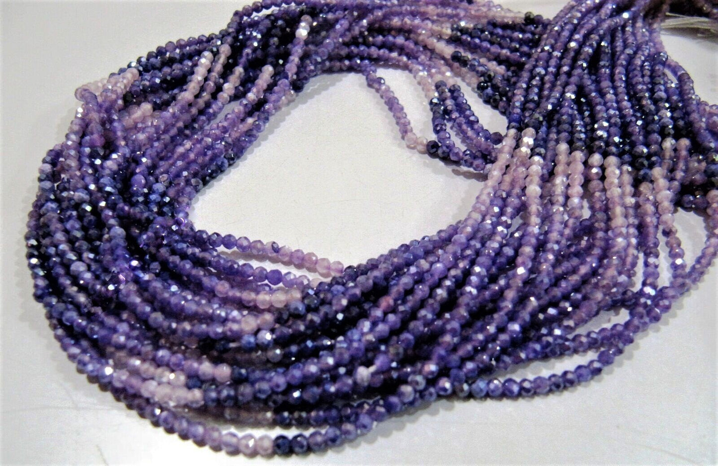 Genuine Moonstone Rondelle Faceted 2.5 mm Beads  Amethyst Color Mystic AB Coated Shaded Moonstone Beads Strand 13 inches long