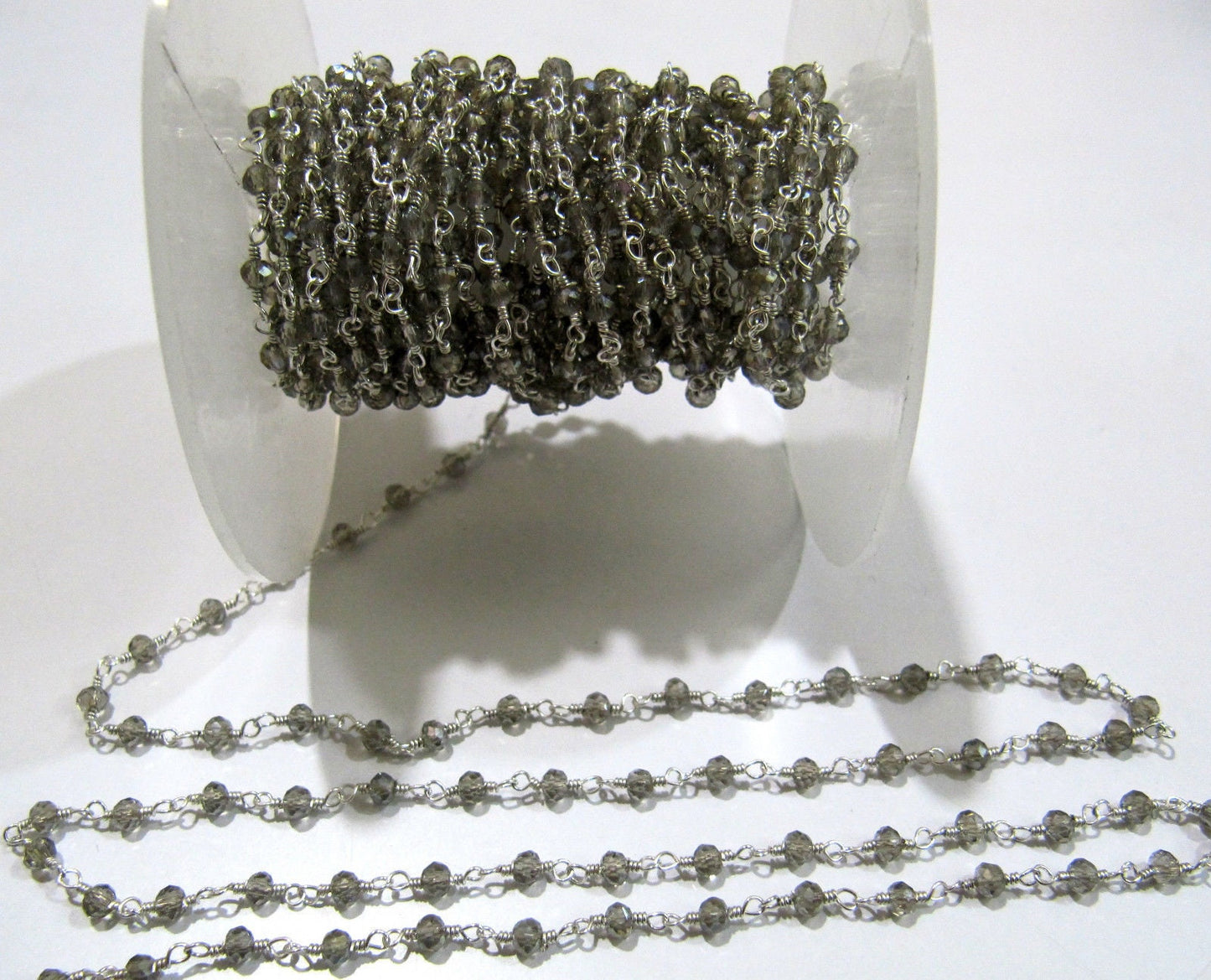 3 Ft-Mystic Labradorite Wire Wrapped Beaded Chain 3-4 mm Size Rondelle Faceted Hydro Quartz Beaded Rosary Chain Wholesale Price