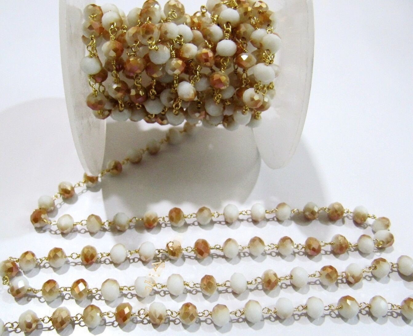 3 Feet Sunstone Hydro Quartz  Rondelle  6mm Faceted Beads Chain Beaded Rosary Handmade Chain  High Quality Wholesale Prices