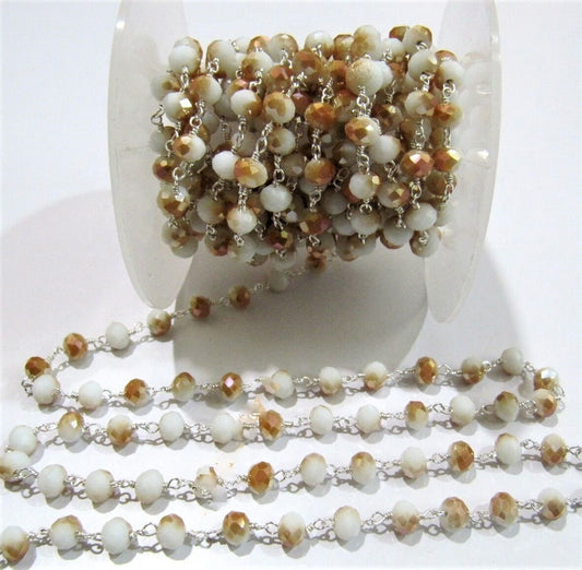 3 Feet Sunstone Hydro Quartz  Rondelle  6mm Faceted Beads Chain Beaded Rosary Handmade Chain  High Quality Wholesale Prices