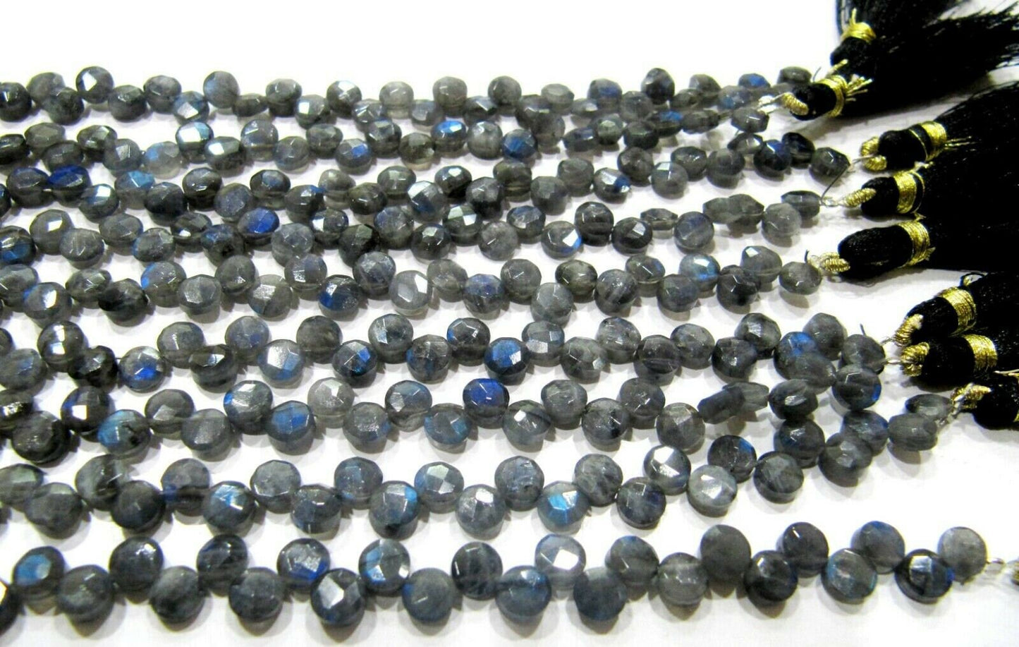 Natural Labradorite Coin shape 5-6mm briolette Beads Blue Flashy Gemstone strand 8 inch long Jewelry Making Gemstone Beads