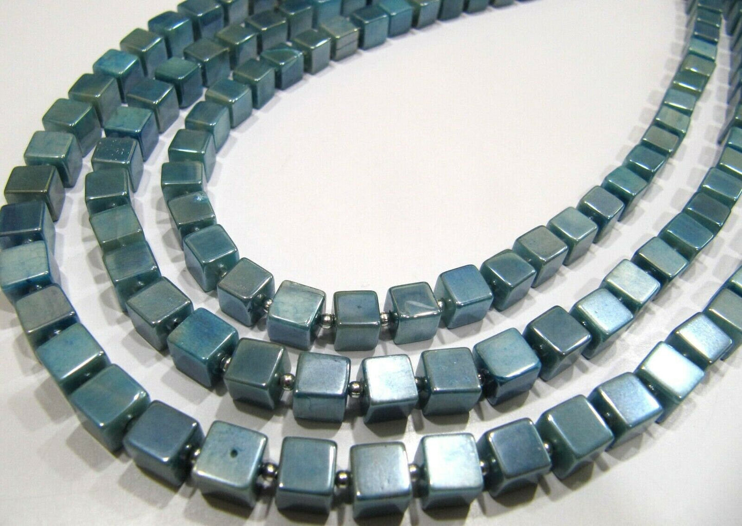 Natural Moonstone Beads AB Mystic Coated 6-7mm Blue Topaz Color Plain Smooth Cube Box Shape Jewelry Making Beads Strand 8 inches long