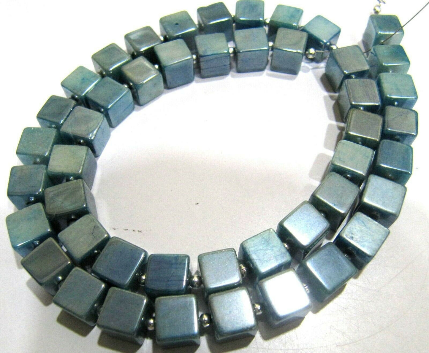 Natural Moonstone Beads AB Mystic Coated 6-7mm Blue Topaz Color Plain Smooth Cube Box Shape Jewelry Making Beads Strand 8 inches long