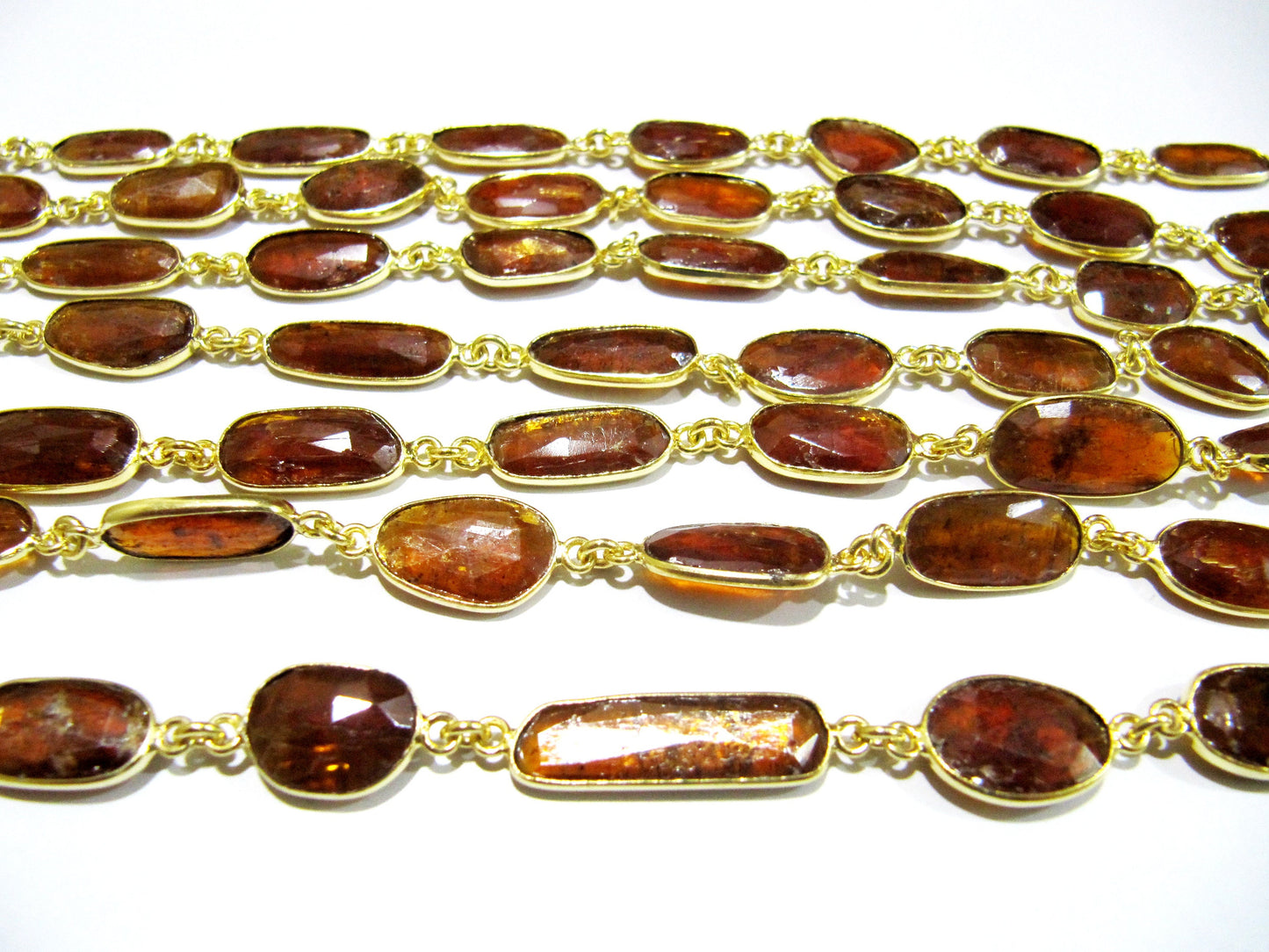 Natural Rare Orange Kyanite Uneven  Free Shape Briolette Bezel Connector Chain High Quality Orange Stones Wholesale prices