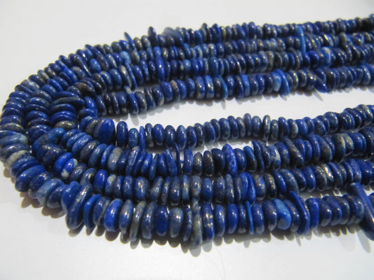 Natural Lapis Lazuli Nugget Shape Flat Tumbled Plain Smooth 5mm To 10mm Beads, Jewelry Making Beads Strand 8 Inches Long Sold Per Strand