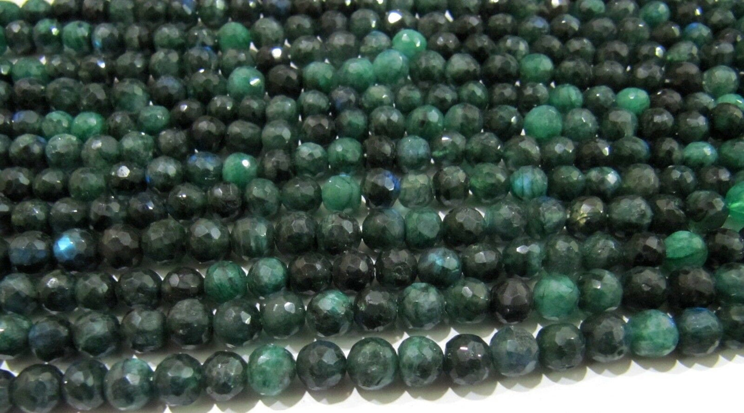 Natural Green Labradorite Round Faceted 6-7mm Beads  Strands 8 inches Long Top Quality Jewelry making Gemstone Beads