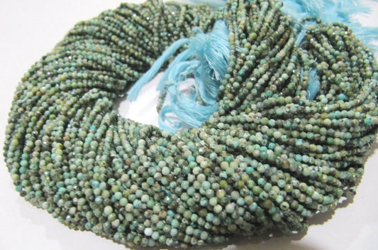 Natural Untreated Turquoise 2mm Rondelle Faceted Beads Strand 13 Inches long Semi Precious Stone beads Wholesale Prices