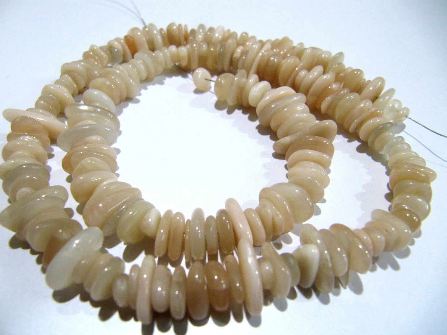 Natural Peach Moonstone Nugget Shape Flat Tumbled Plain Smooth 7mm To 13mm Beads, Jewelry Making Beads Strand 8 Inches Long Sold Per Strand