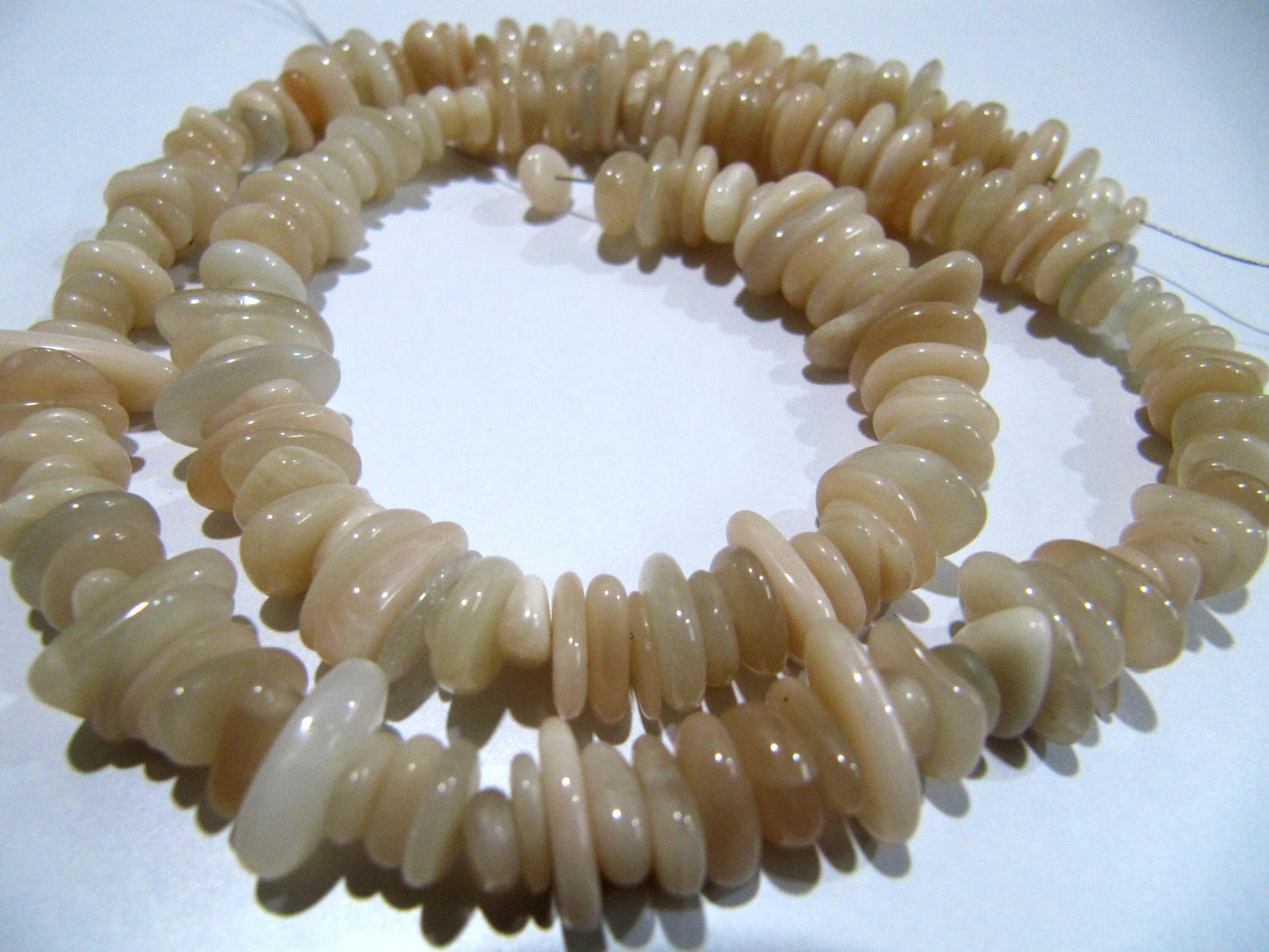 Natural Peach Moonstone Nugget Shape Flat Tumbled Plain Smooth 7mm To 13mm Beads, Jewelry Making Beads Strand 8 Inches Long Sold Per Strand