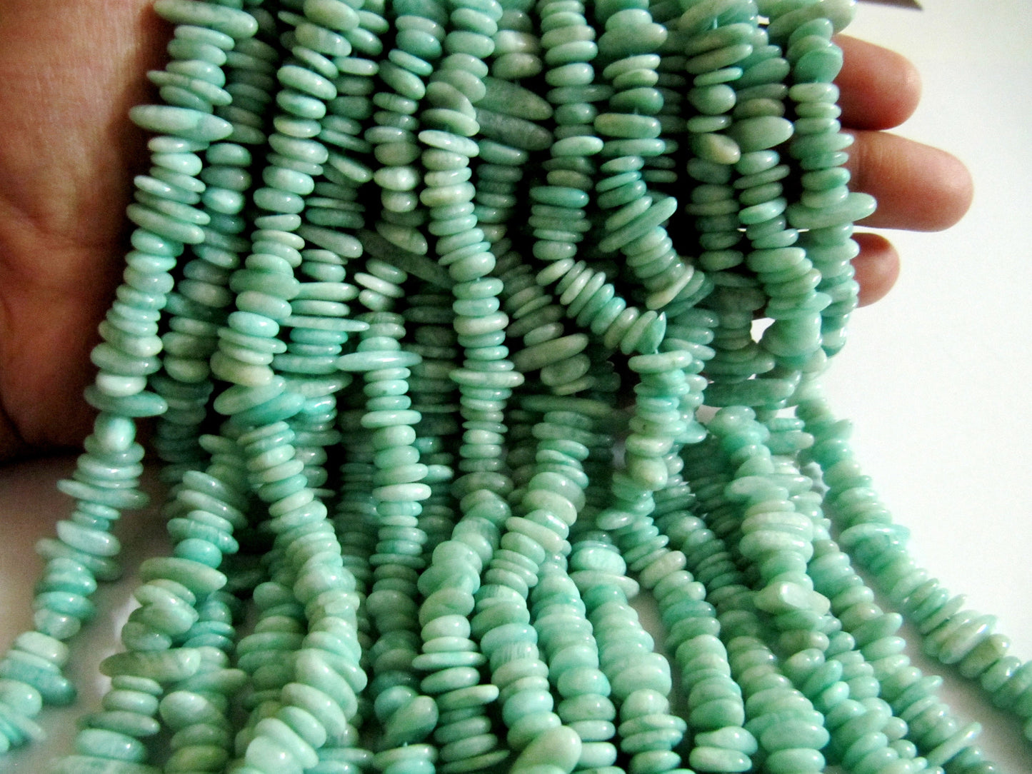 Natural Amazonite Nugget Shape Flat Tumbled Plain Smooth 10mm To 15mm Beads, Jewelry Making Beads Strand 8 Inches Long Sold Per Strand