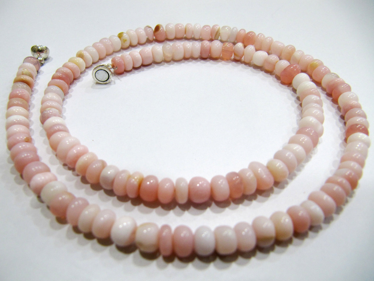 Natural Pink Opal Rondelle Plain Smooth 5-6mm Beaded Necklace With Magnetic Clasp Top Quality CHOOSE the length