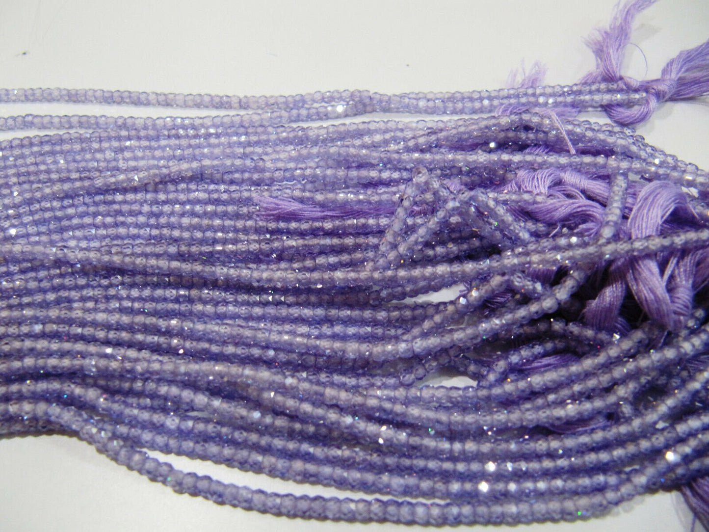 Lavender color Cubic Zirconia Rondelle Faceted Beads 3mm Strand 13 inch long Top Quality Wholesale prices Jewelry making gemstone  beads