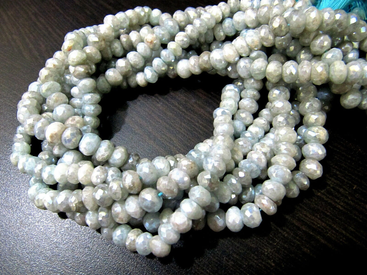 Natural Aquamarine AB Mystic Silver Coated 7-8mm size Beads Strand 14 inches long Rondelle Faceted Beads Wholesale Jewelry making beads