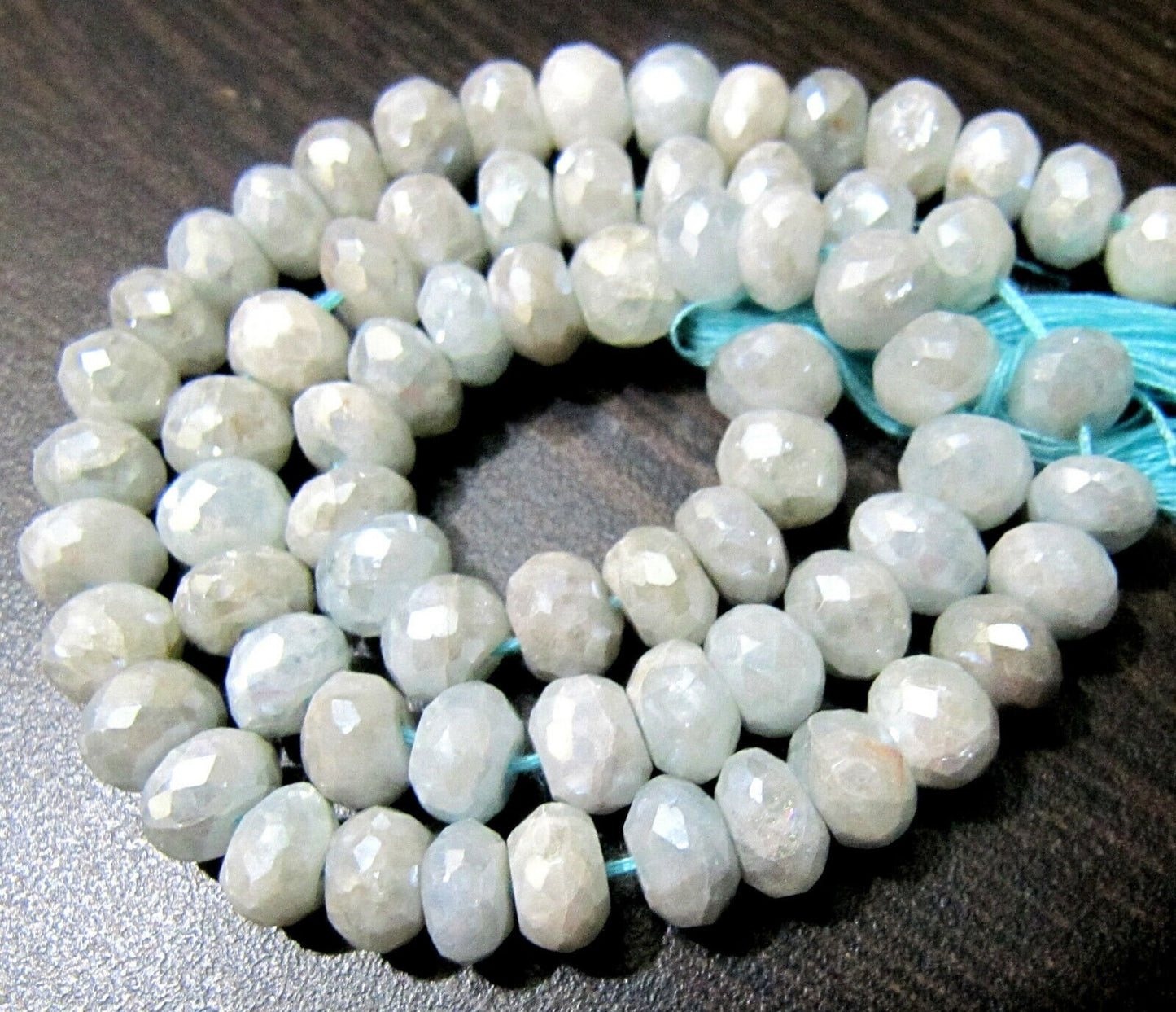 Natural Aquamarine AB Mystic Silver Coated 7-8mm size Beads Strand 14 inches long Rondelle Faceted Beads Wholesale Jewelry making beads